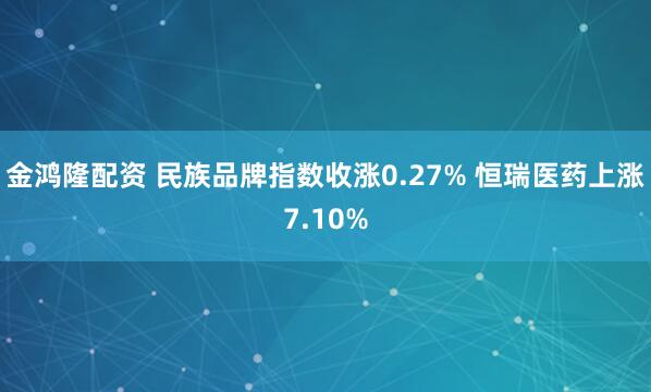 金鸿隆配资 民族品牌指数收涨0.27% 恒瑞医药上涨7.10%